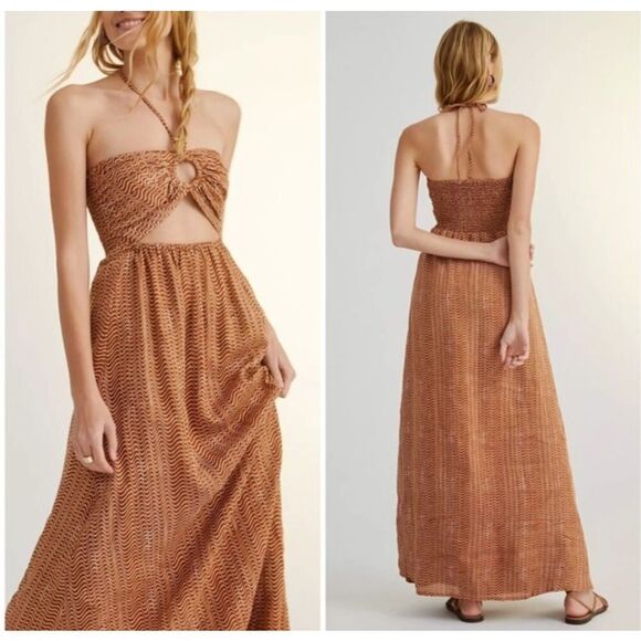 NWT Anthropologie Faithfull the Brand Cutout Linen Maxi Dress Size 12 $339 A25 - Picture 3 of 11
